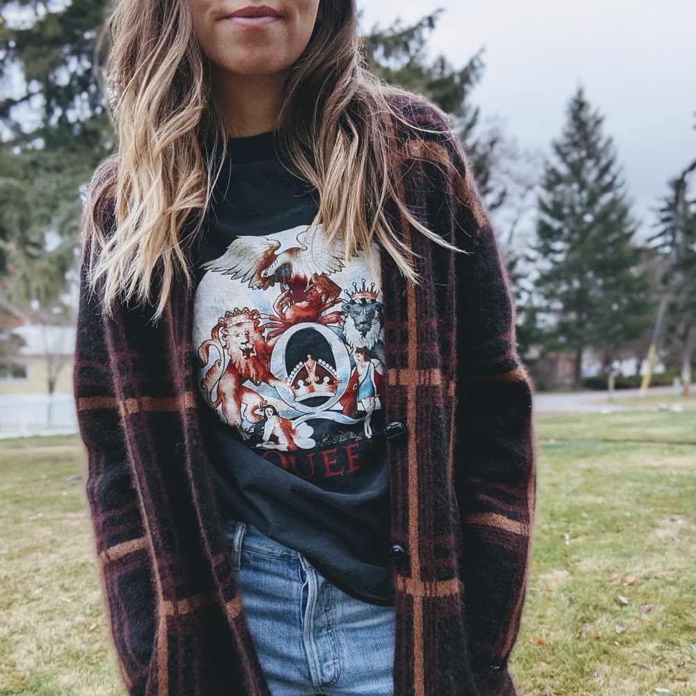 360 Cashmere plaid sweater Medium